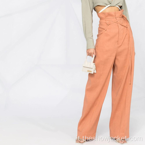 Pantaloni da donna allentati in vita alta moda